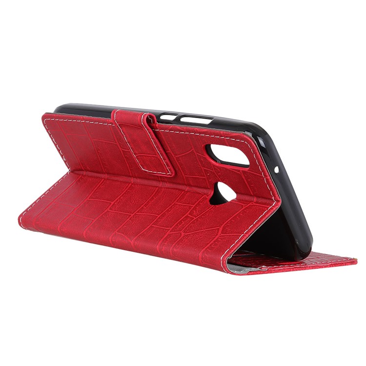 Crocodile Texture Leather Wallet Shell Case for HTC U12 Life - Red-4