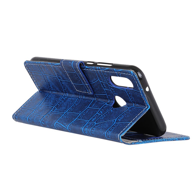 Etui Portefeuille En Cuir Pour Téléphone Cellulaire Texture Crocodile Pour HTC U12 Life - Bleu-4