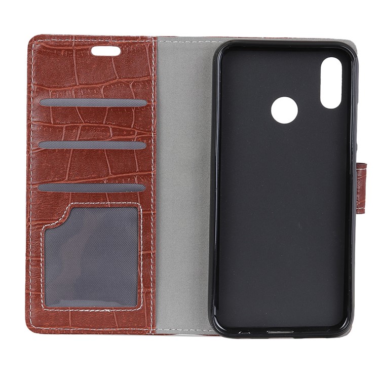 Crocodile Texture Wallet Leather Stand Cover for HTC U12 Life - Brown-3