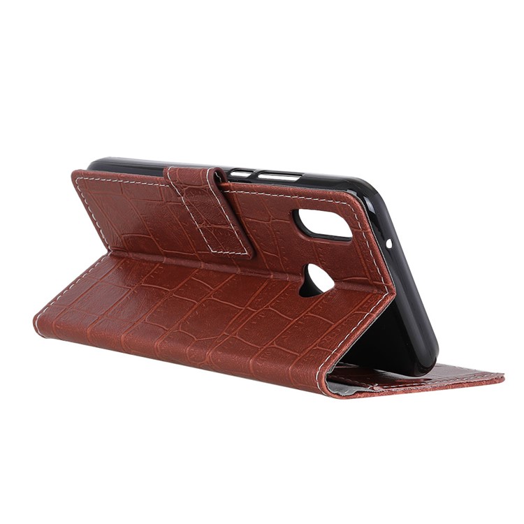 Crocodile Texture Wallet Leather Stand Cover for HTC U12 Life - Brown-4