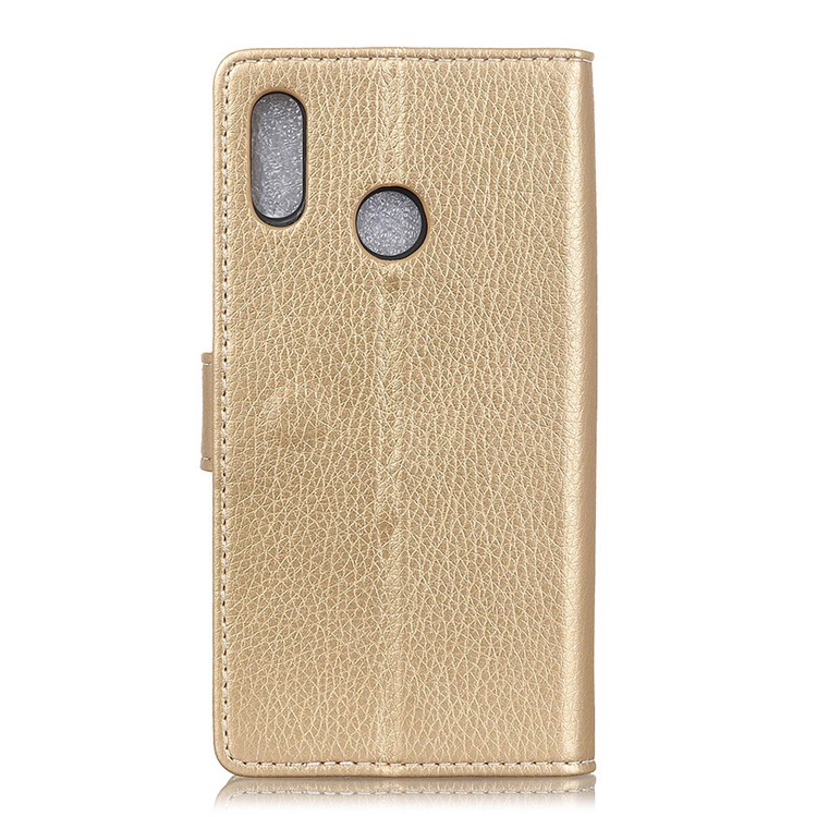 Litchi Skin Leather Stand Case with Card Slots for HTC U12 Life - Gold-2