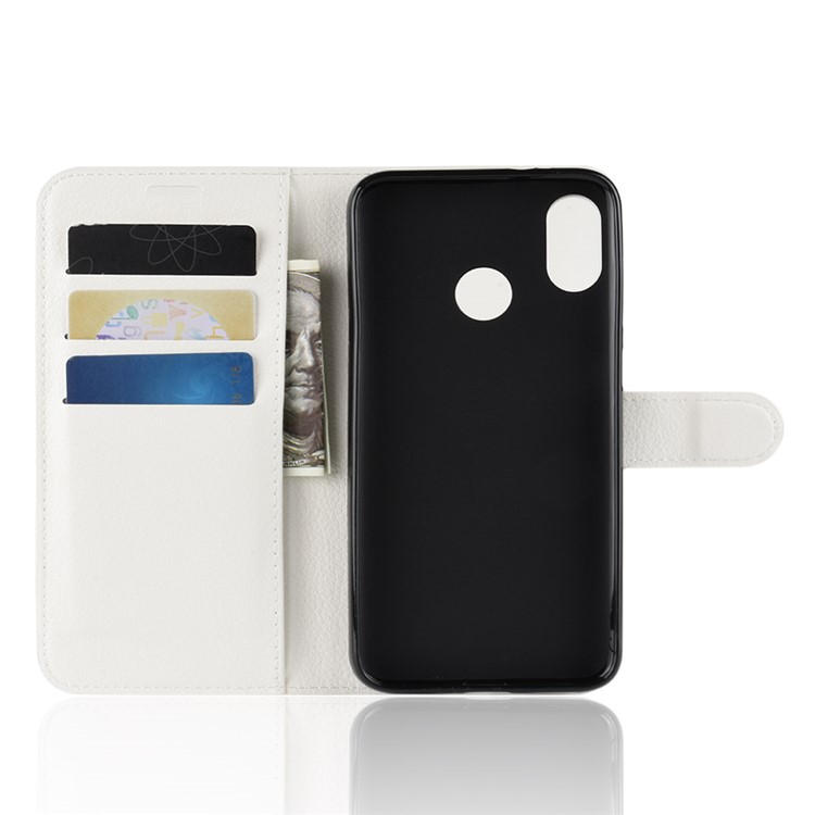 Litchi Skin PU Leather Protection Cover for HTC U12 Life - White-3