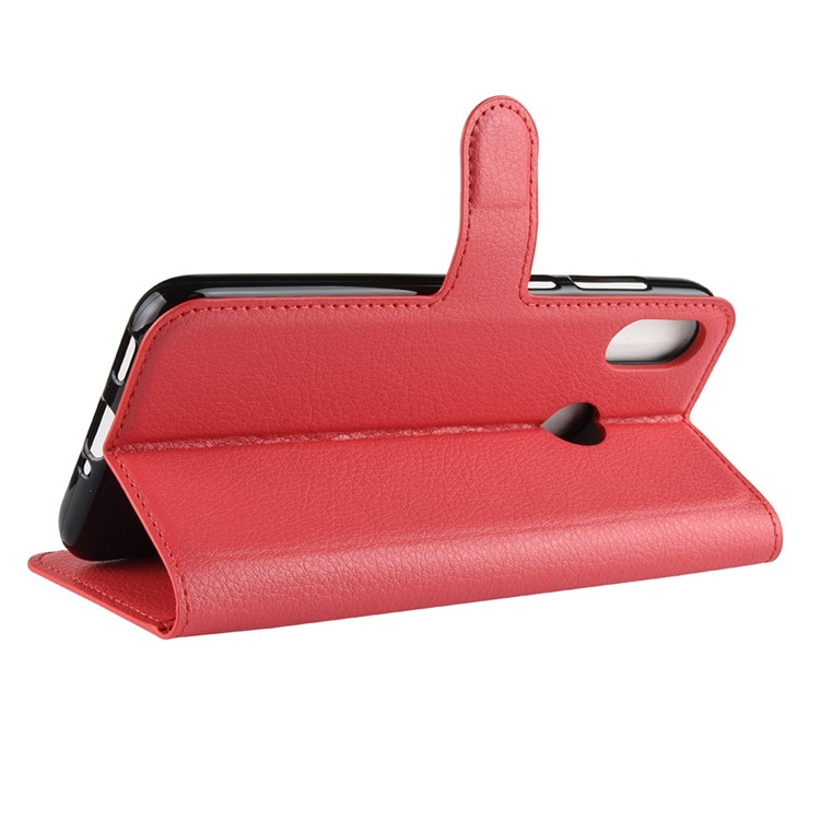 Lichia Pele PU Carteira De Couro Shell Para A Vida HTC U12 - Vermelho-5