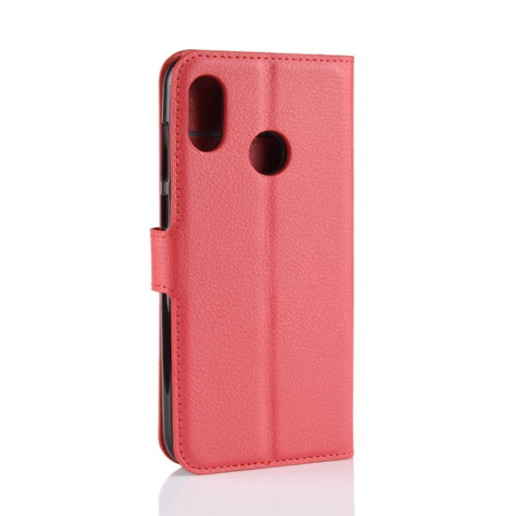 Lichia Pele PU Carteira De Couro Shell Para A Vida HTC U12 - Vermelho-6