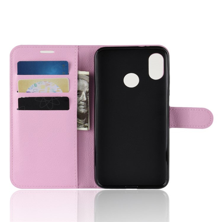 Litchi Skin PU Leather Phone Cover with Wallet for HTC U12 Life - Pink-3