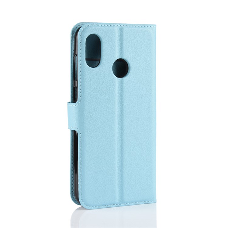 Litchi Skin PU Leather Phone Casing with Card Slots for HTC U12 Life - Blue-6