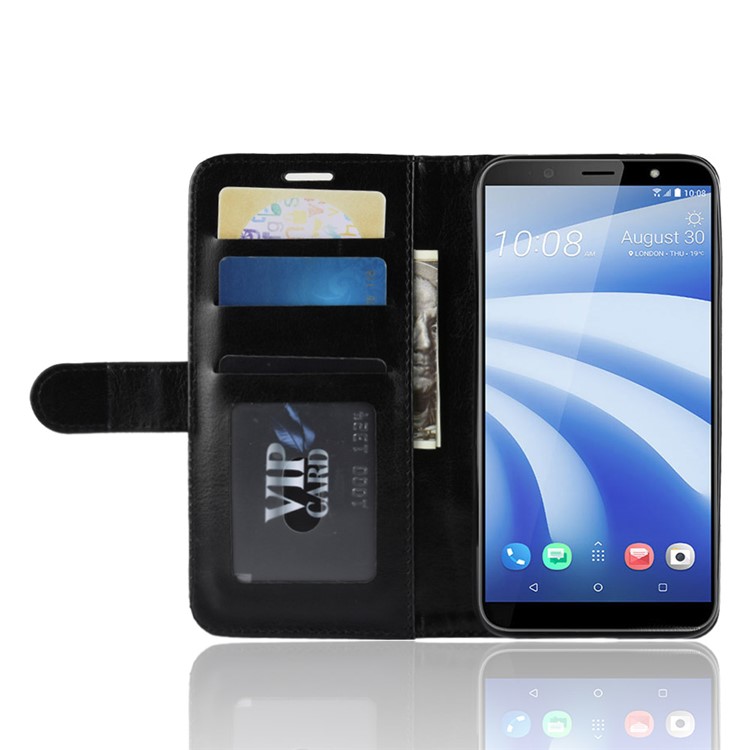 For HTC U12 Life Crazy Horse Wallet Stand Leather Phone Case - Black-5