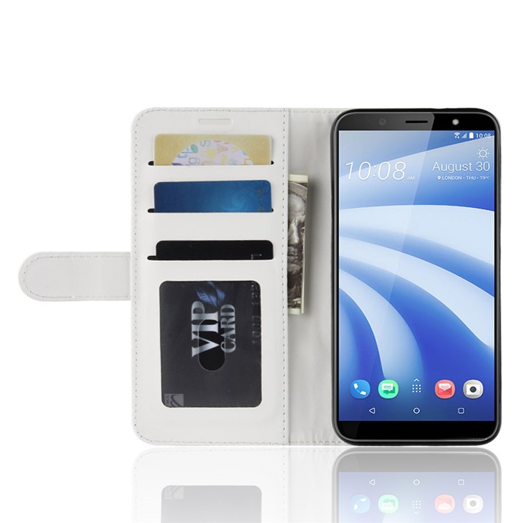 For HTC U12 Life Crazy Horse Wallet Stand Leather Phone Cover - White-5
