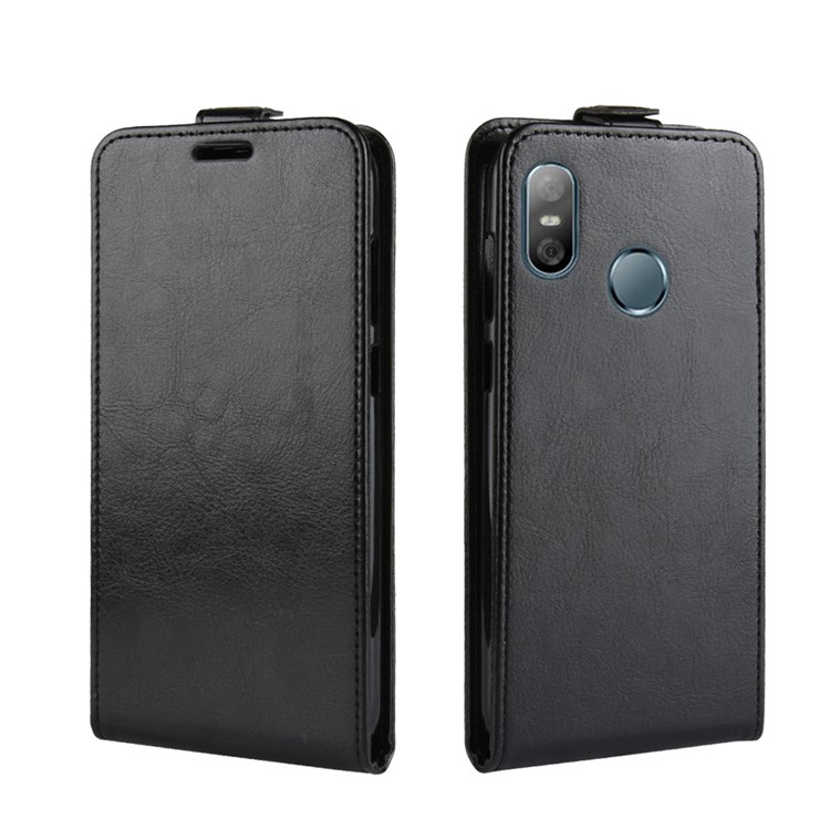 Crazy Horse Vertical Flip Leather Case with Card Slot for HTC U12 Life - Black-1
