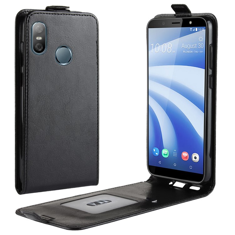 Crazy Horse Vertical Flip Leather Case with Card Slot for HTC U12 Life - Black-4