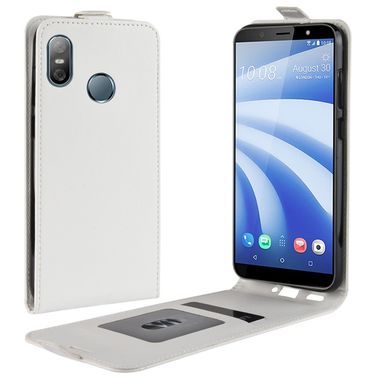 Crazy Horse Vertical Flip Leather Cover with Card Slot for HTC U12 Life - White-1
