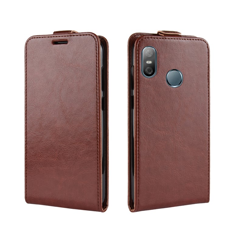 Crazy Horse Vertical Flip Leather Magnetic Phone Casing for HTC U12 Life - Brown-2
