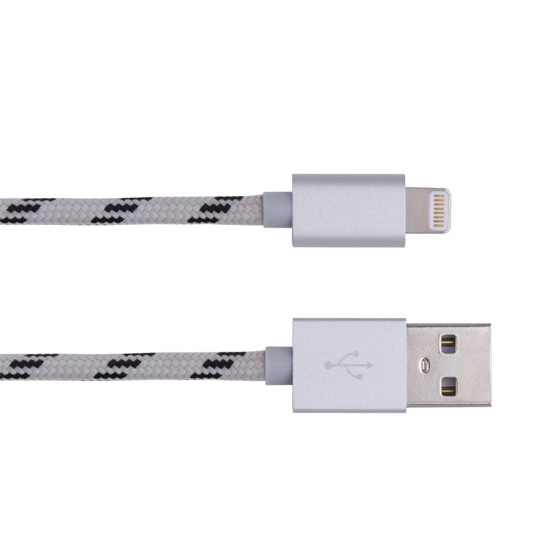 MOMAX Elite 2M MFI Woven Lightning 8pin USB Charge Data Cable for iPhone iPad iPod - Silver Color-2