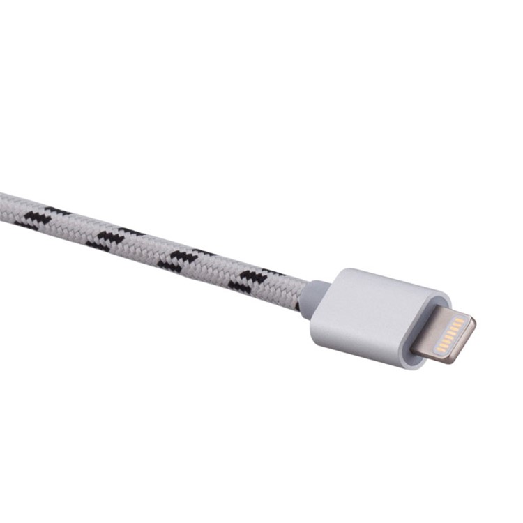 MOMAX Elite 2M MFI Woven Lightning 8pin USB Charge Data Cable for iPhone iPad iPod - Silver Color-8
