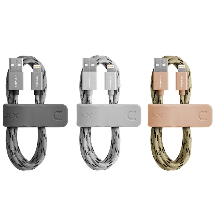 MOMAX Elite 2M MFI Woven Lightning 8pin USB Data Charging Cable for iPhone iPad iPod - Grey-10
