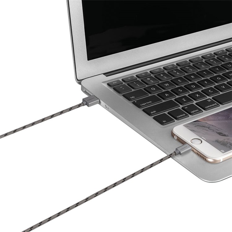 MOMAX Elite 2M MFI Woven Lightning 8pin USB Data Charging Cable for iPhone iPad iPod - Grey-6