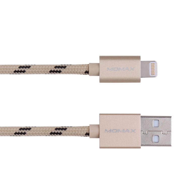 MOMAX Elite 2M MFI Woven Lightning 8pin USB Data Charger Cable for iPhone iPad iPod - Champagne-3