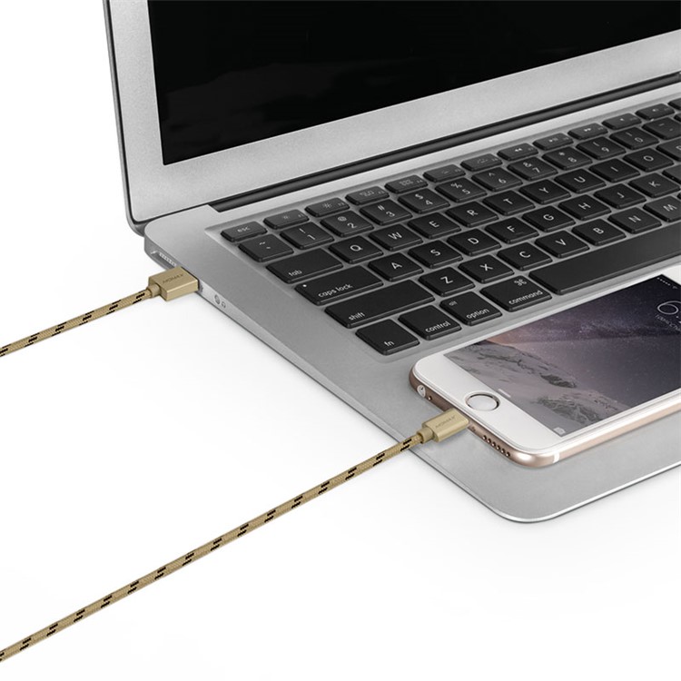 MOMAX Elite 2M MFI Woven Lightning 8pin USB Data Charger Cable for iPhone iPad iPod - Champagne-5