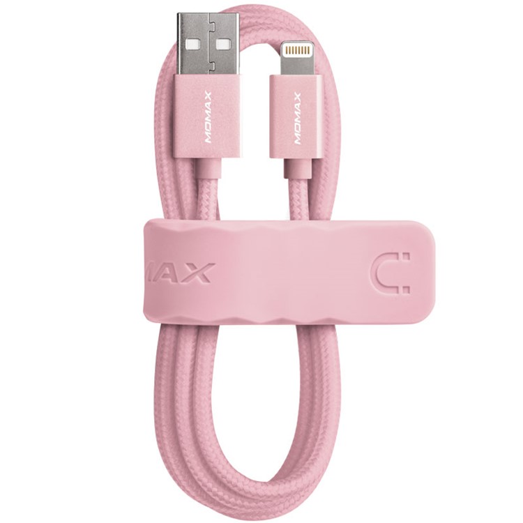 MOMAX Elite 2M MFI Woven Lightning 8pin USB Data Charge Cable for iPhone iPad iPod - Rose Gold Color-1