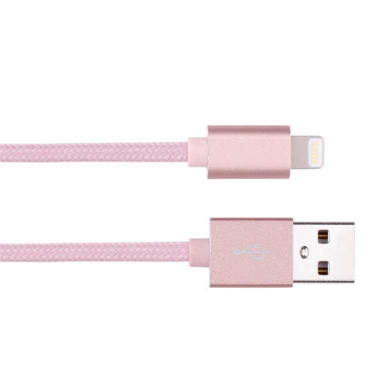 MOMAX Elite 2M MFI Woven Lightning 8pin USB Data Charge Cable for iPhone iPad iPod - Rose Gold Color-2