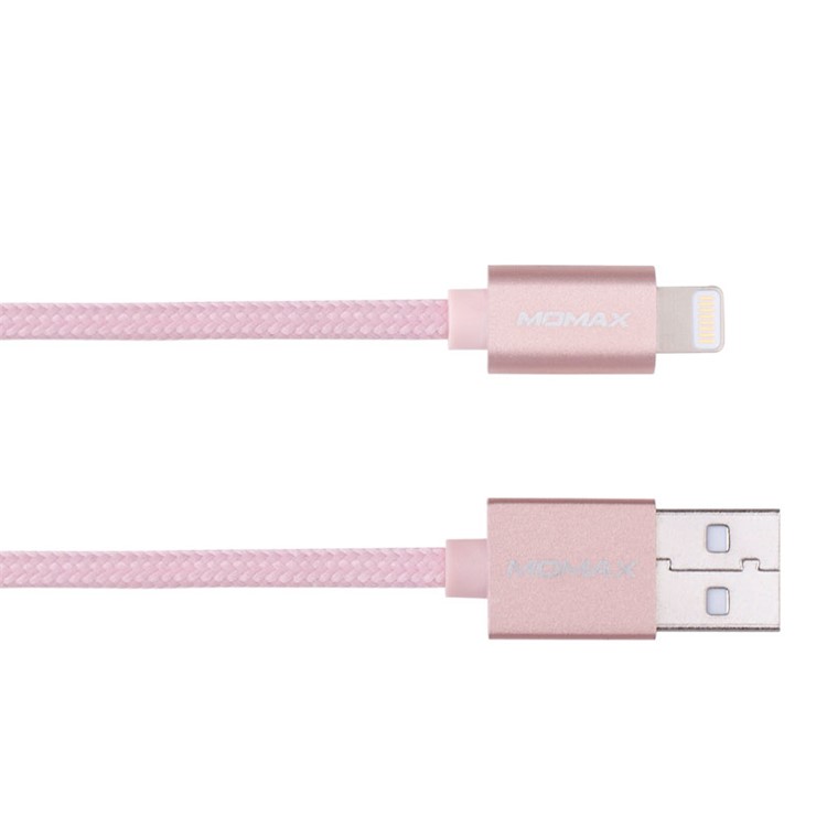MOMAX Elite 2M MFI Woven Lightning 8pin USB Data Charge Cable for iPhone iPad iPod - Rose Gold Color-3