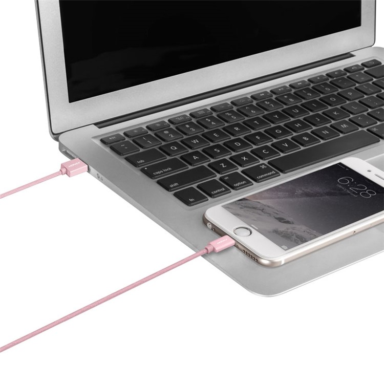 MOMAX Elite 2M MFI Woven Lightning 8pin USB Data Charge Cable for iPhone iPad iPod - Rose Gold Color-6