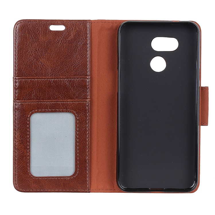Nappa Texture Split Leather Wallet Case Accessory for HTC Desire 12s - Brown-4
