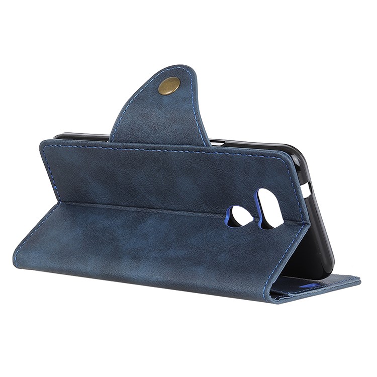 PU Leather Wallet Stand Mobile Phone Shell for HTC Desire 12s - Blue-8