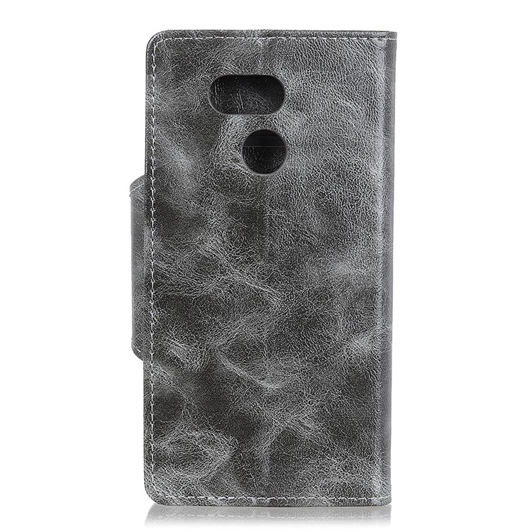 For HTC Desire 12s Textured PU Leather Wallet Cell Phone Cover - Grey-3