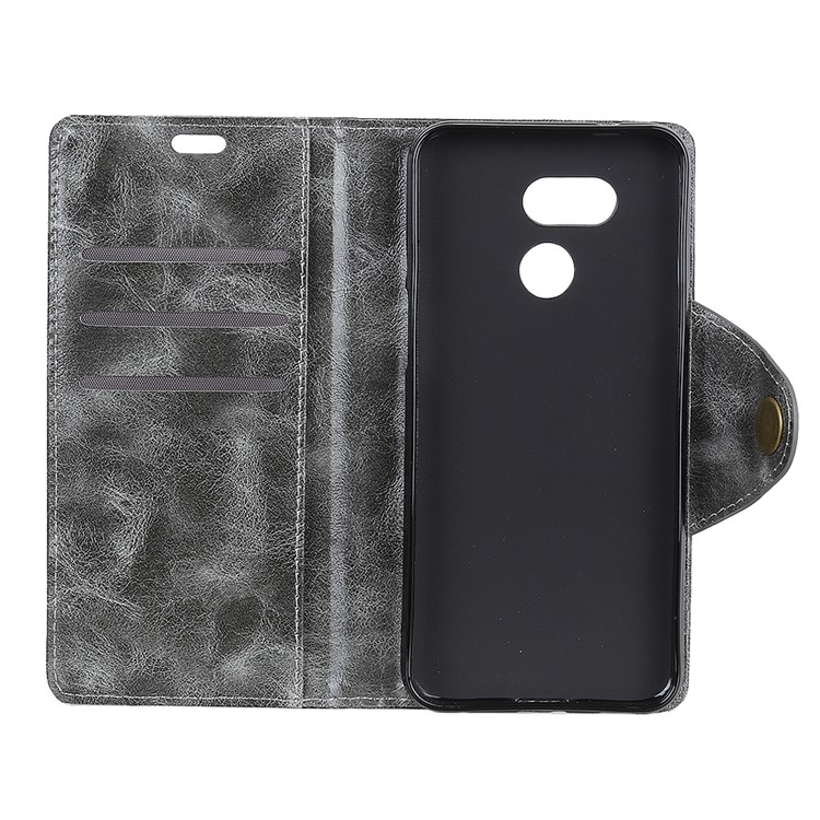 For HTC Desire 12s Textured PU Leather Wallet Cell Phone Cover - Grey-5