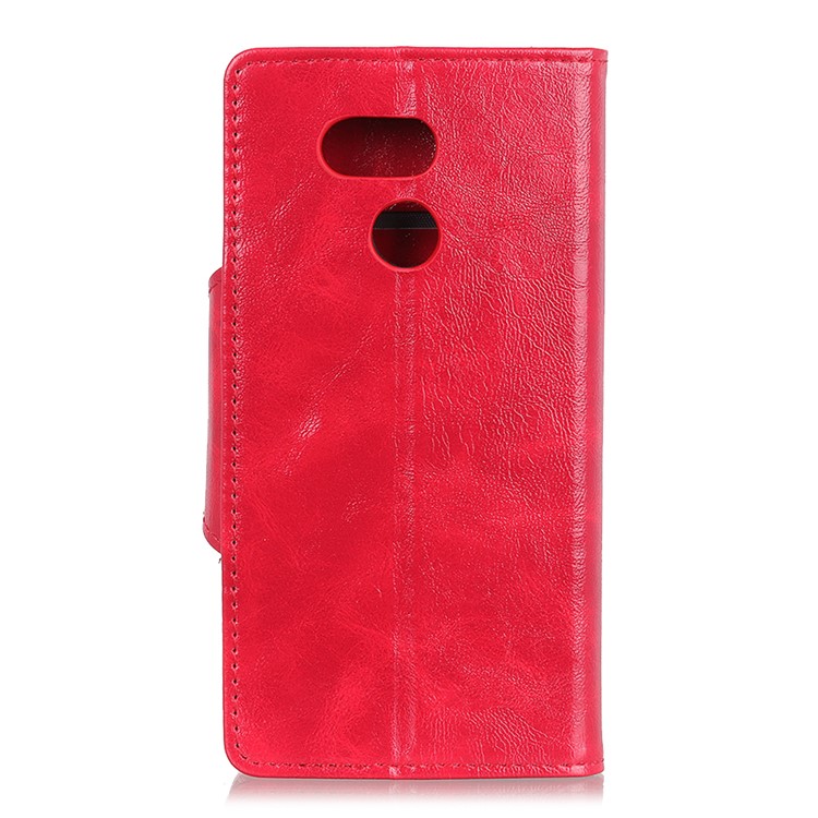 For HTC Desire 12s Textured PU Leather Stand Phone Casing - Red-3