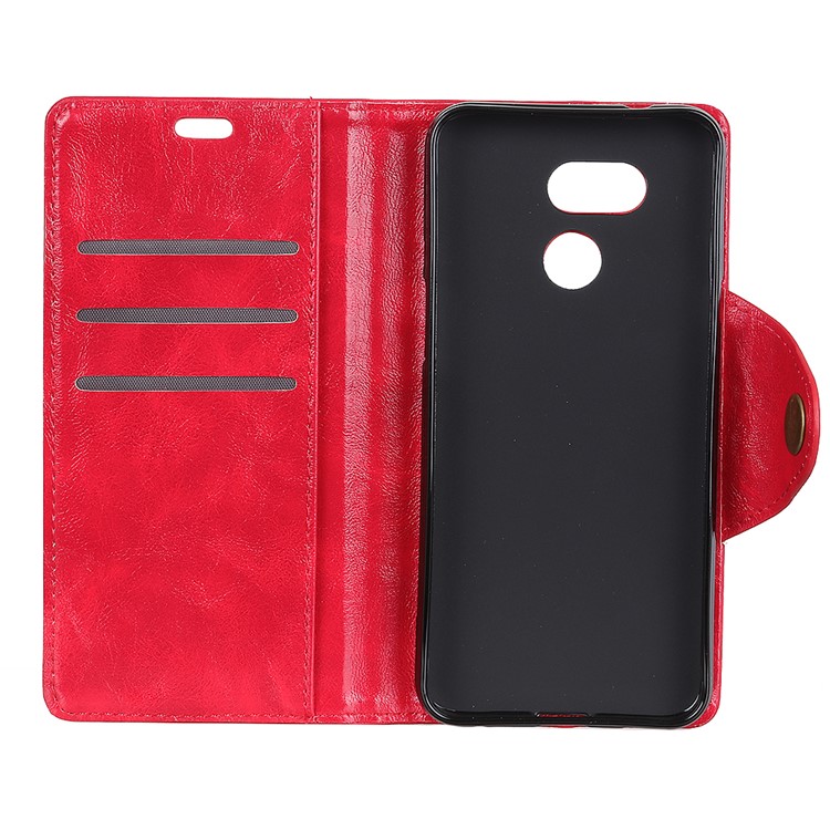 For HTC Desire 12s Textured PU Leather Stand Phone Casing - Red-4