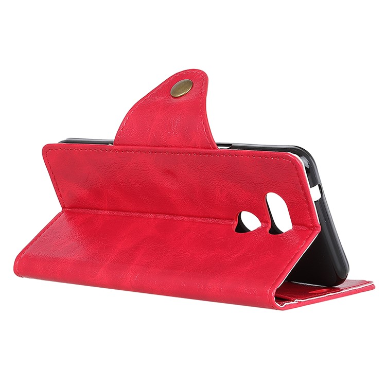 For HTC Desire 12s Textured PU Leather Stand Phone Casing - Red-6