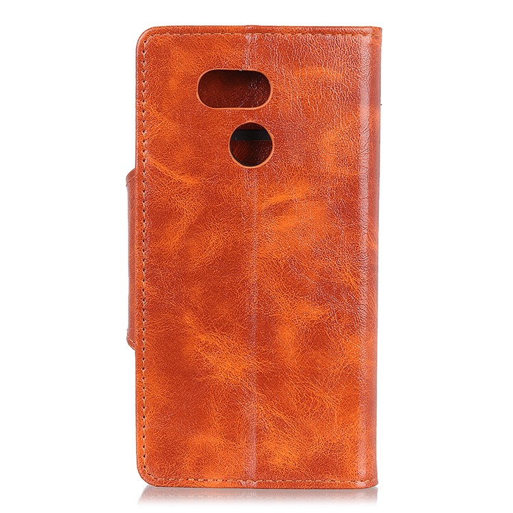 For HTC Desire 12s Textured PU Leather Wallet Protector Cover - Orange-3