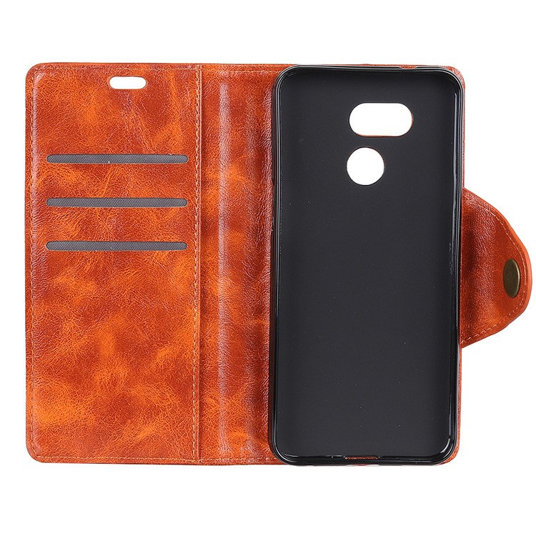 For HTC Desire 12s Textured PU Leather Wallet Protector Cover - Orange-5