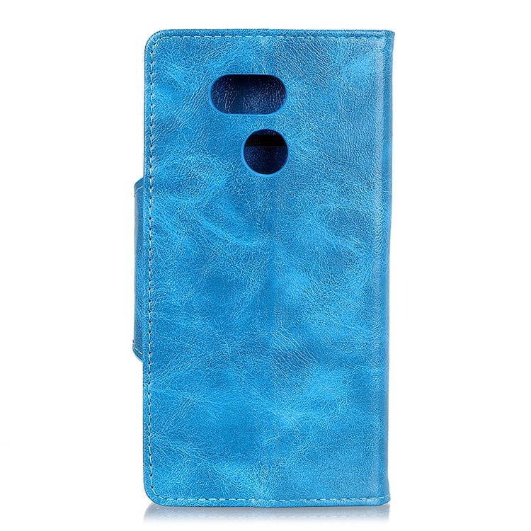 For HTC Desire 12s Textured PU Leather Magnetic Case Accessory - Blue-3