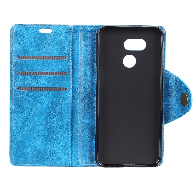 For HTC Desire 12s Textured PU Leather Magnetic Case Accessory - Blue-4