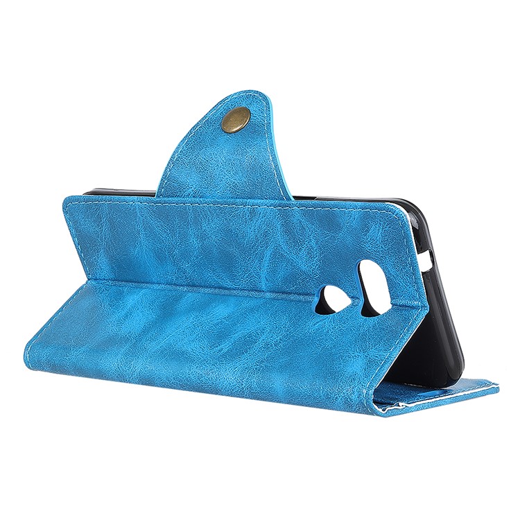For HTC Desire 12s Textured PU Leather Magnetic Case Accessory - Blue-6