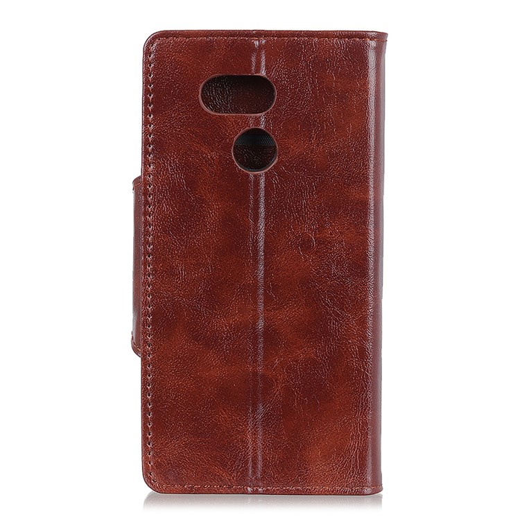 For HTC Desire 12s Textured PU Leather Flip Mobile Shell Case - Coffee-3