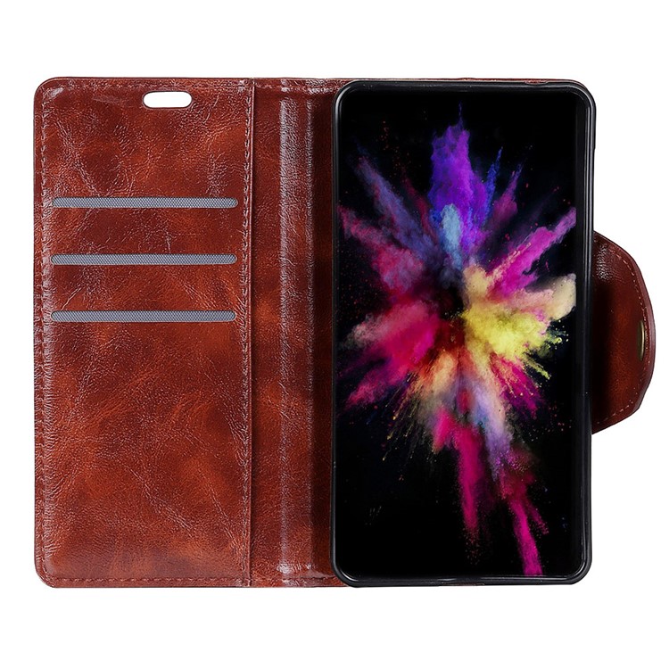 For HTC Desire 12s Textured PU Leather Flip Mobile Shell Case - Coffee-4