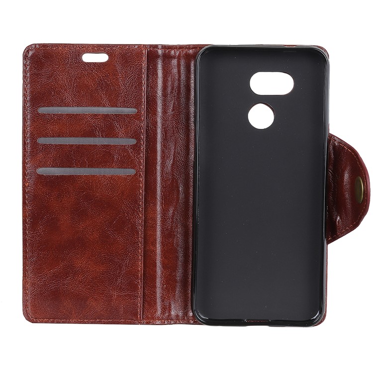 For HTC Desire 12s Textured PU Leather Flip Mobile Shell Case - Coffee-5