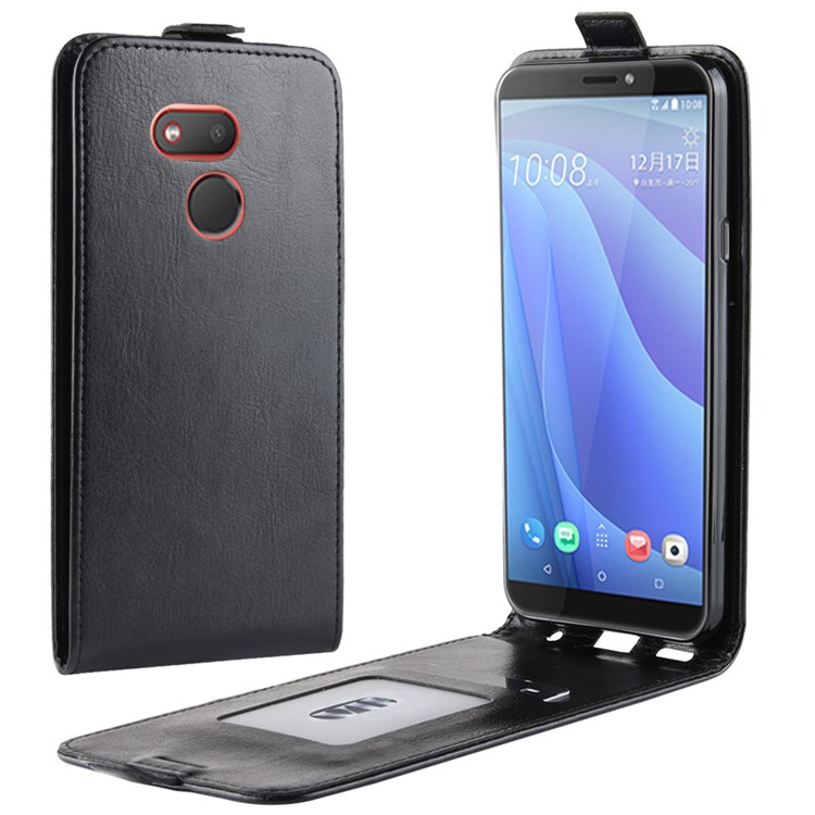Crazy Horse Vertical Flip Leather Case with Card Slot for HTC Desire 12s - Black-1