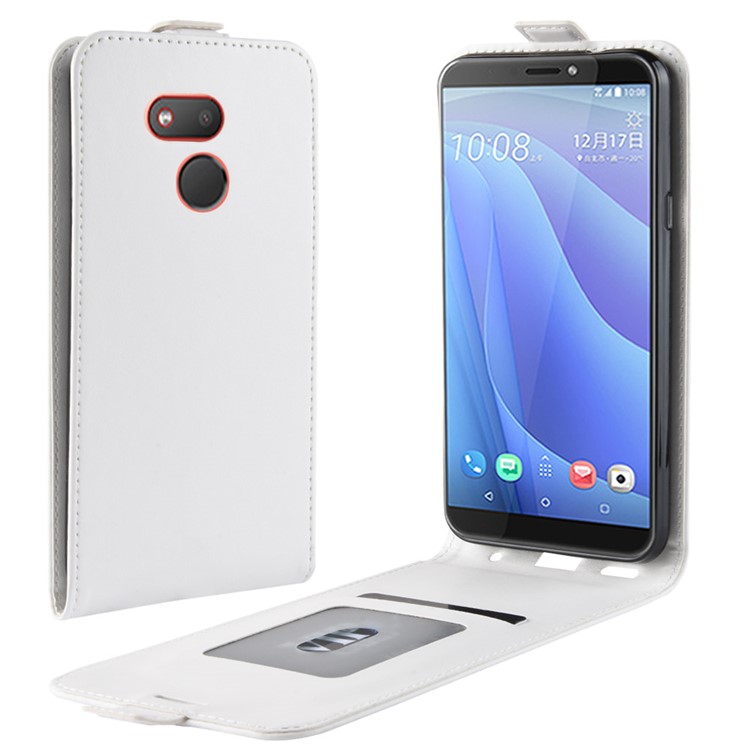 Crazy Horse Vertical Flip Leather Cover with Card Holder for HTC Desire 12s - White-1