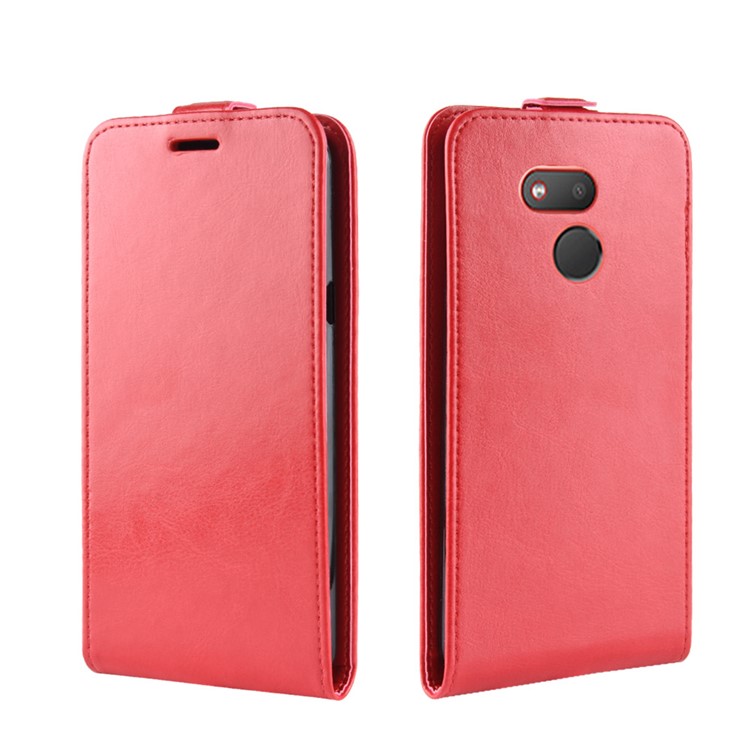 Crazy Horse Vertical Flip Leather Shell with Card Slot for HTC Desire 12s - Red-2