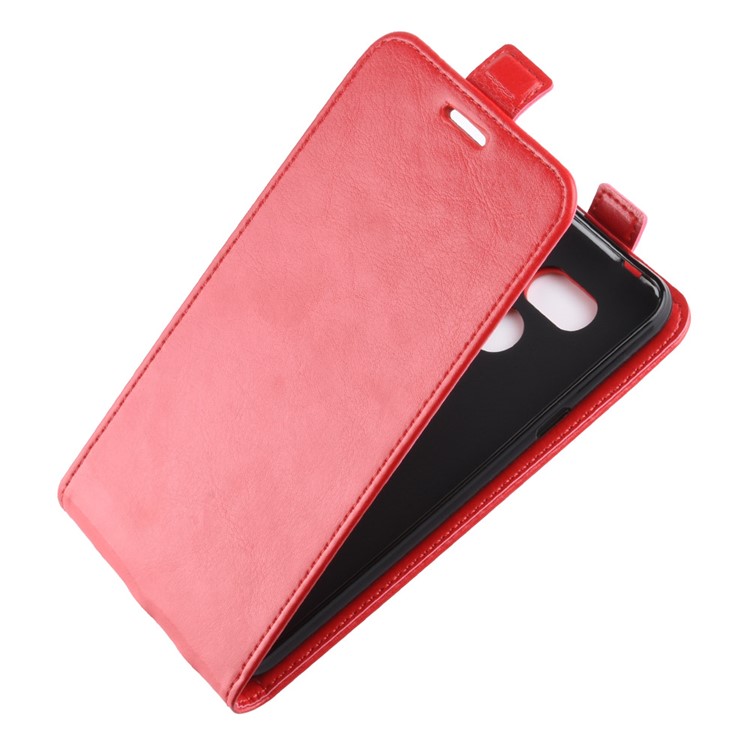 Crazy Horse Vertical Flip Leather Shell with Card Slot for HTC Desire 12s - Red-3