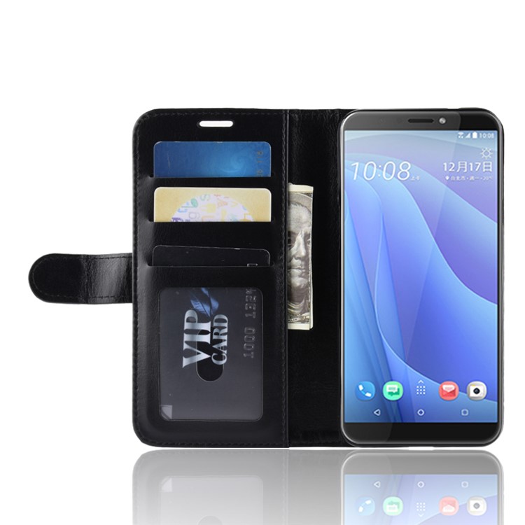 Crazy Horse PU Leather Stand Wallet Flip Case for HTC Desire 12s - Black-5