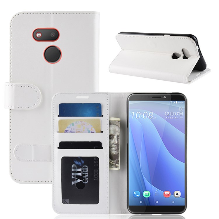 Crazy Horse PU Leather Stand Wallet Flip Cover for HTC Desire 12s - White-2