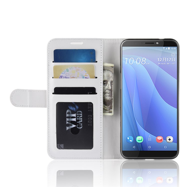 Crazy Horse PU Leather Stand Wallet Flip Cover for HTC Desire 12s - White-5
