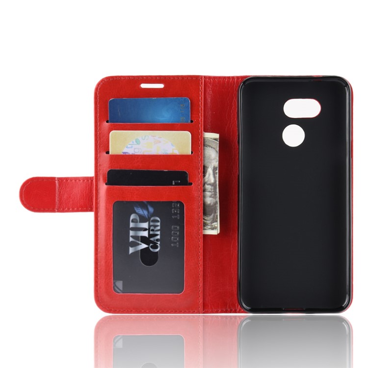 Crazy Horse PU Leather Stand Wallet Flip Shell for HTC Desire 12s - Red-6