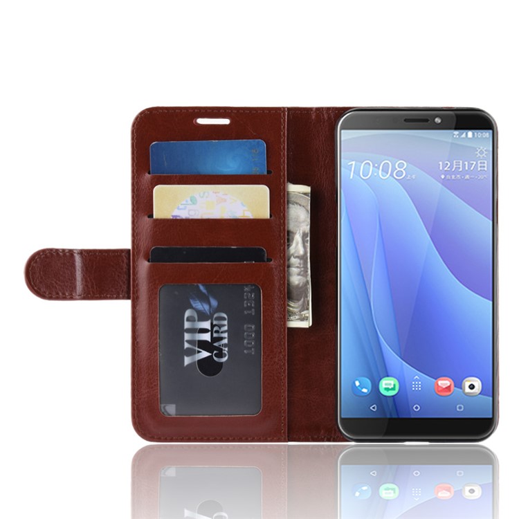 Crazy Horse PU Leather Stand Wallet Flip Casing for HTC Desire 12s - Brown-5